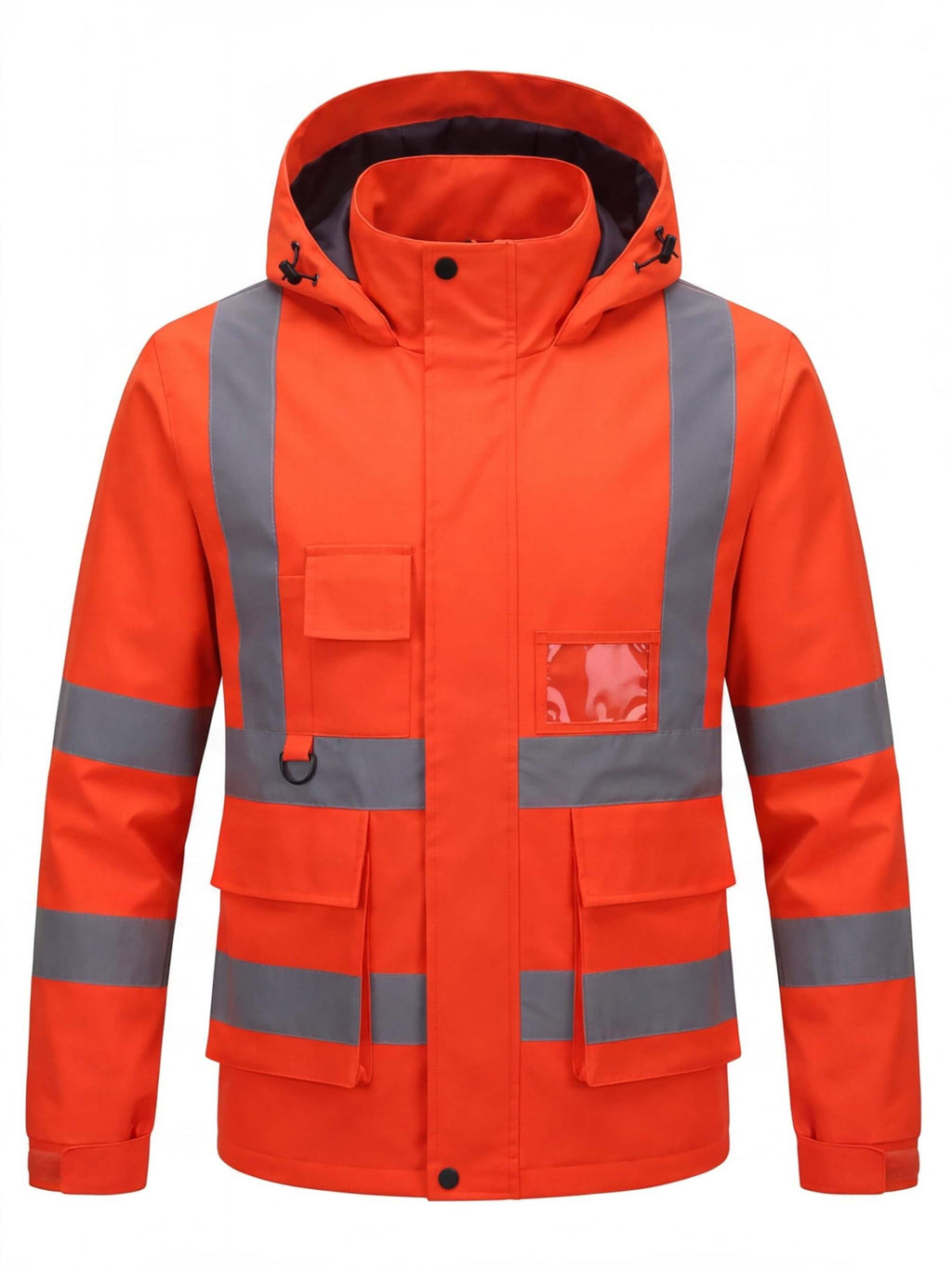 Waterproof Reflective Work Jacket with Detachable Hood