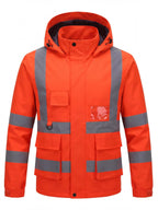 Waterproof Reflective Work Jacket with Detachable Hood