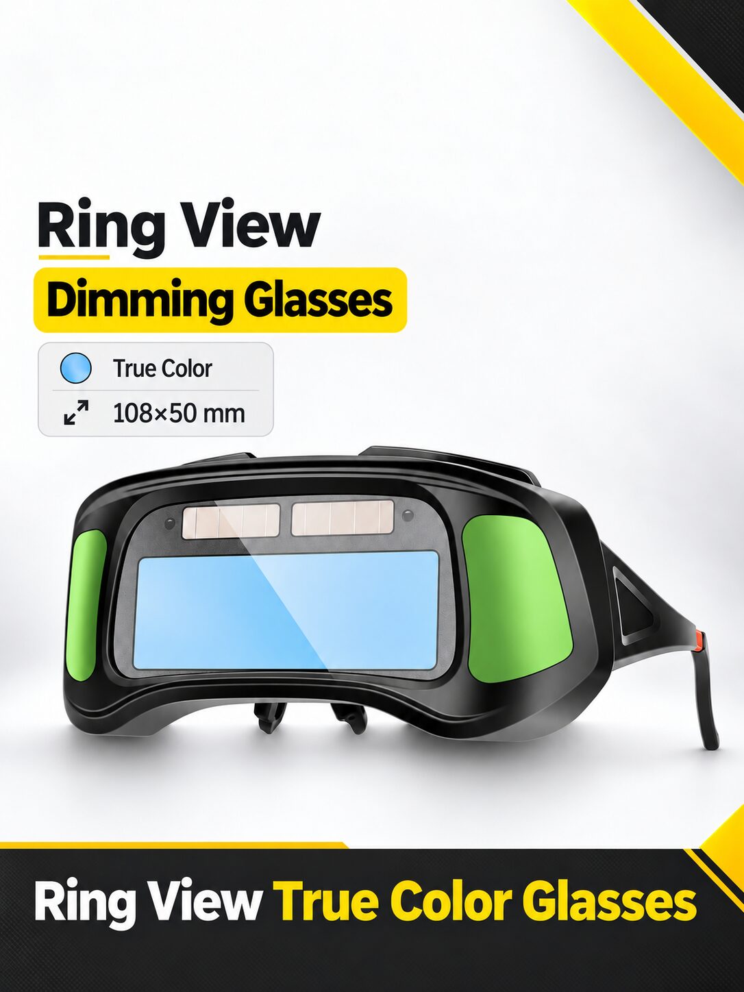 Compact Auto-Darkening Welding Goggles with Wide-View Lens