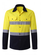 Reflective Long-Sleeve Work Shirt with Chest Pockets