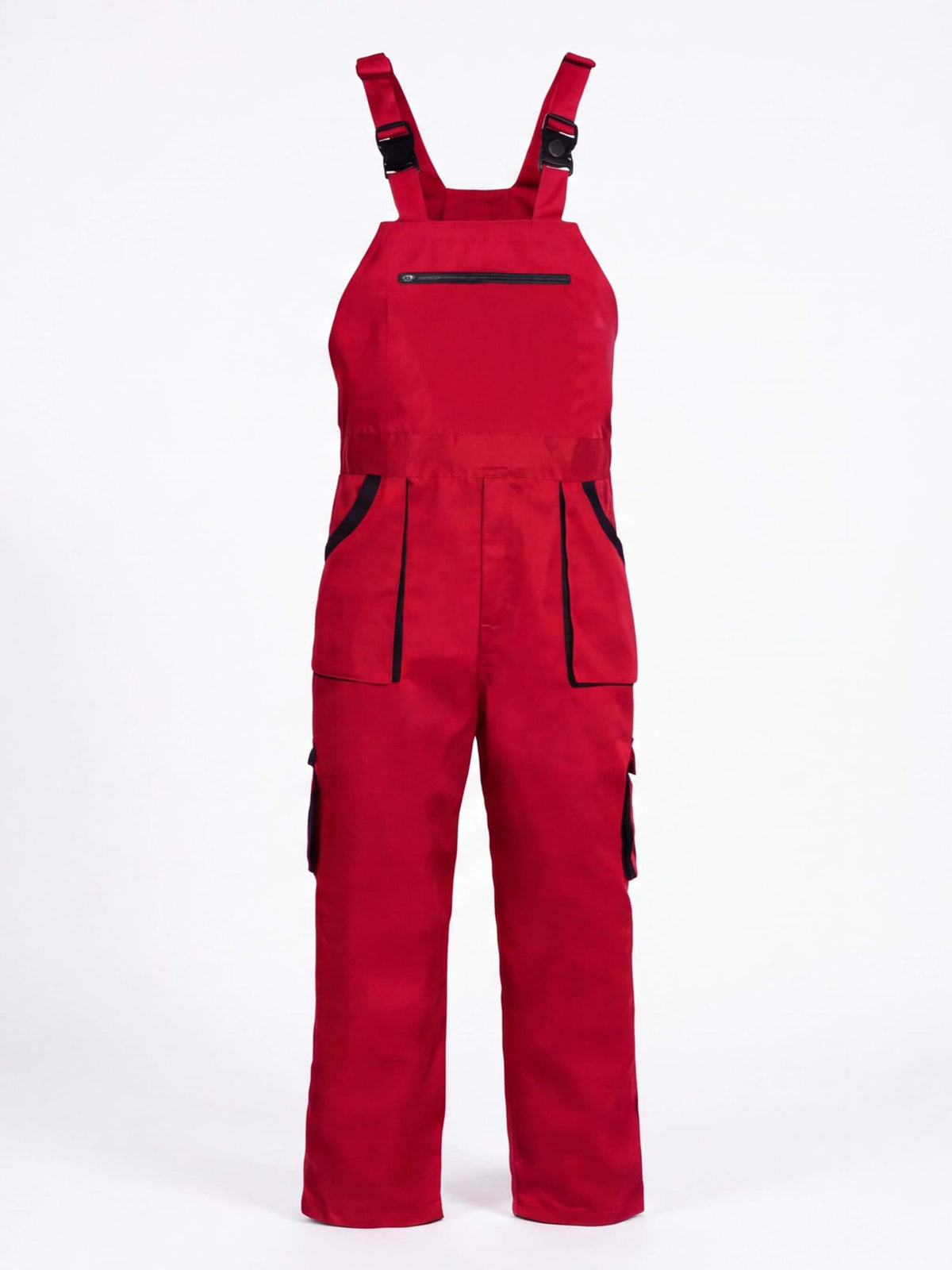 Multi-Pocket Work Bib Overalls with Zippered Chest Pocket